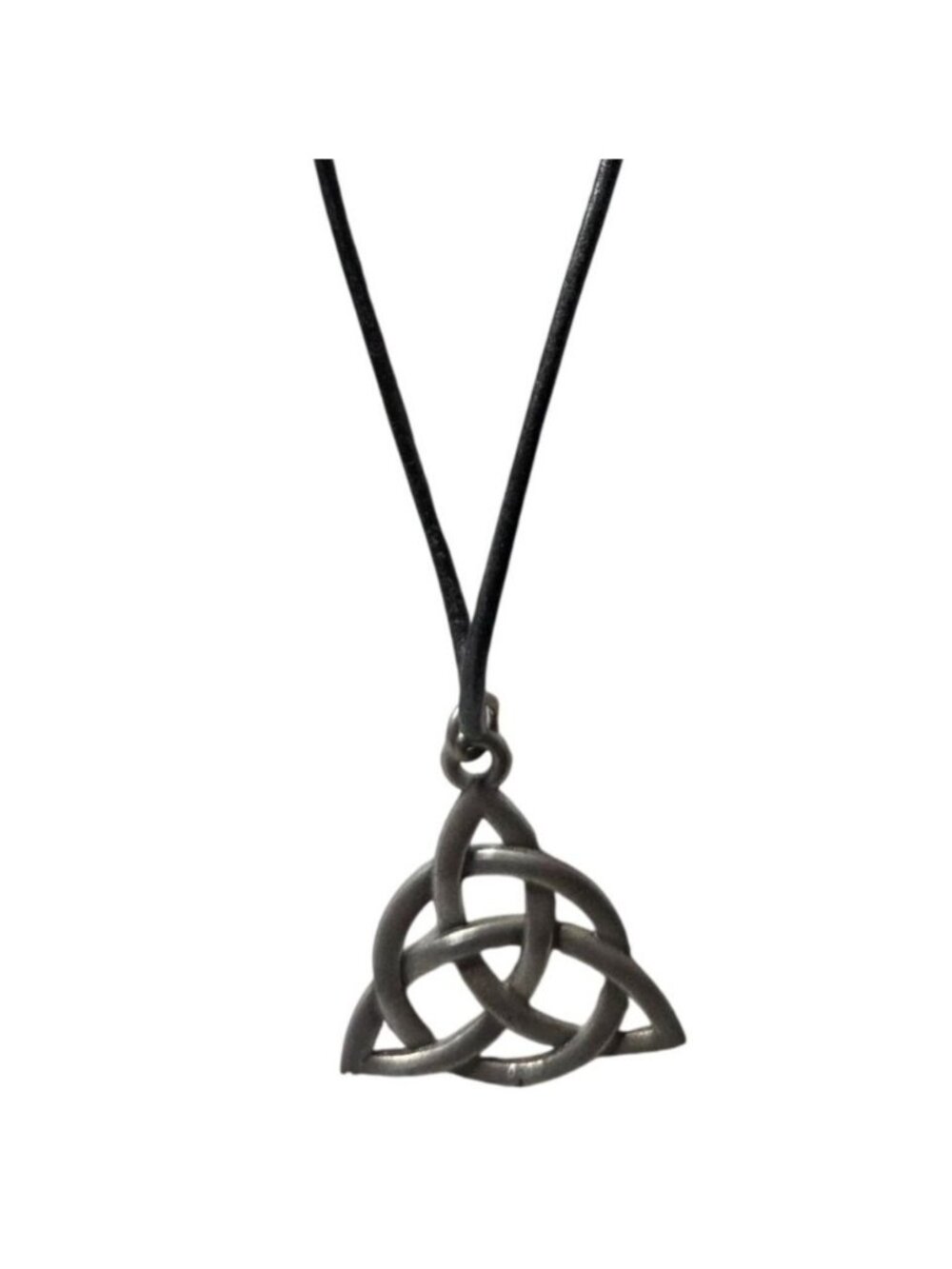 Celtic Triquetra Knot Pendant Necklace Black Cord Trinity Pagan Spiritual